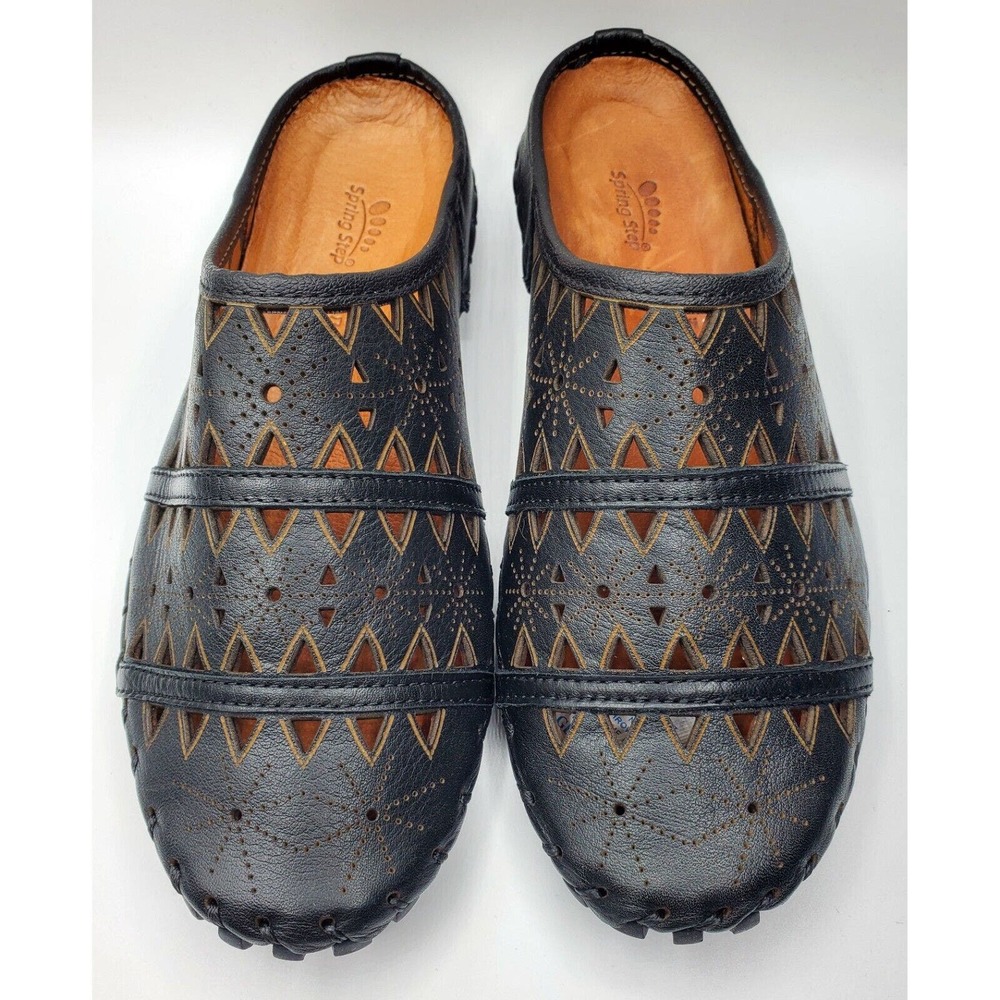 Spring Step Womens Fusalide Leather Slip-on Clog Shoes - Black, 36M EUC